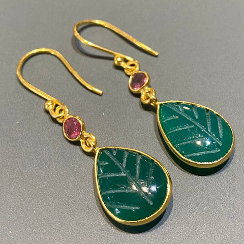 Malachite and Ruby Drops