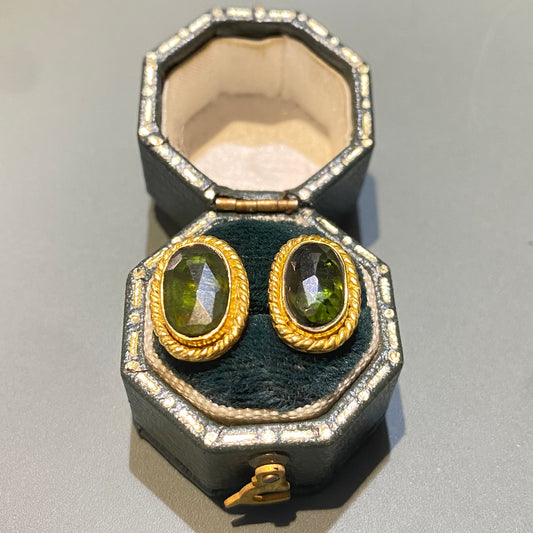 Green Tourmaline Studs