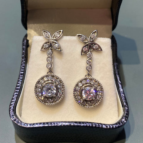 Sparkly Drop Earrings with Flower