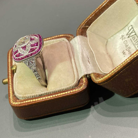 Ruby and Diamond Art Deco Style Ring