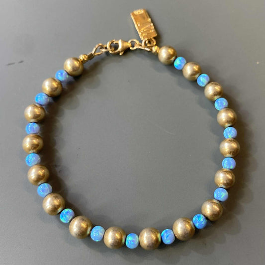 Opal Bracelet with Gold Balls