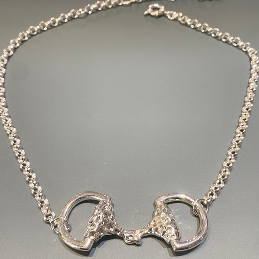 Chunky Silver Snaffle Necklace