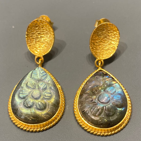 Carved Labradorite Earrings