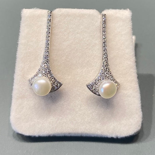 Sparkly Deco Style Drops with Pearls