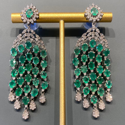 Emerald and Diamond Tassel Earrings