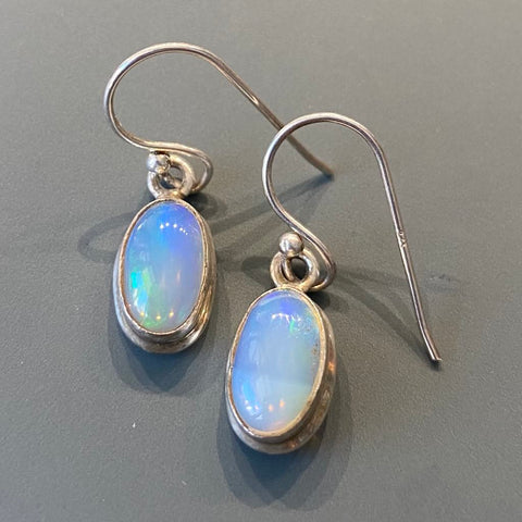Opal and Silver Drop Earrings