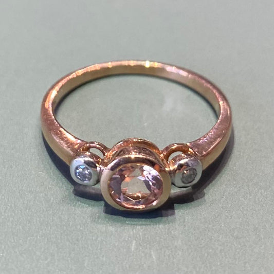 Morganite and Diamond Ring - Rose Gold