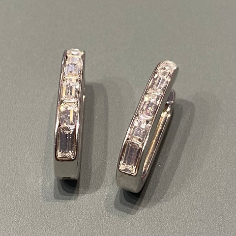 Sparkly Hoop Earrings Silver