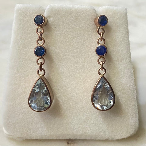 Aquamarine and Sapphire Earrings