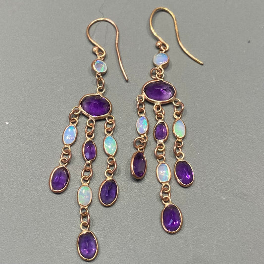 Amethyst and Opal Earrings