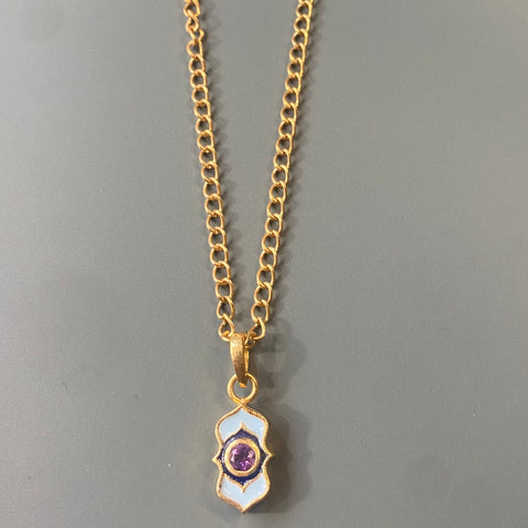 Enamel Necklace with Amethyst