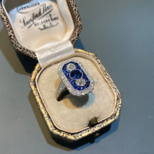 Sapphire and Diamond Tablet Ring