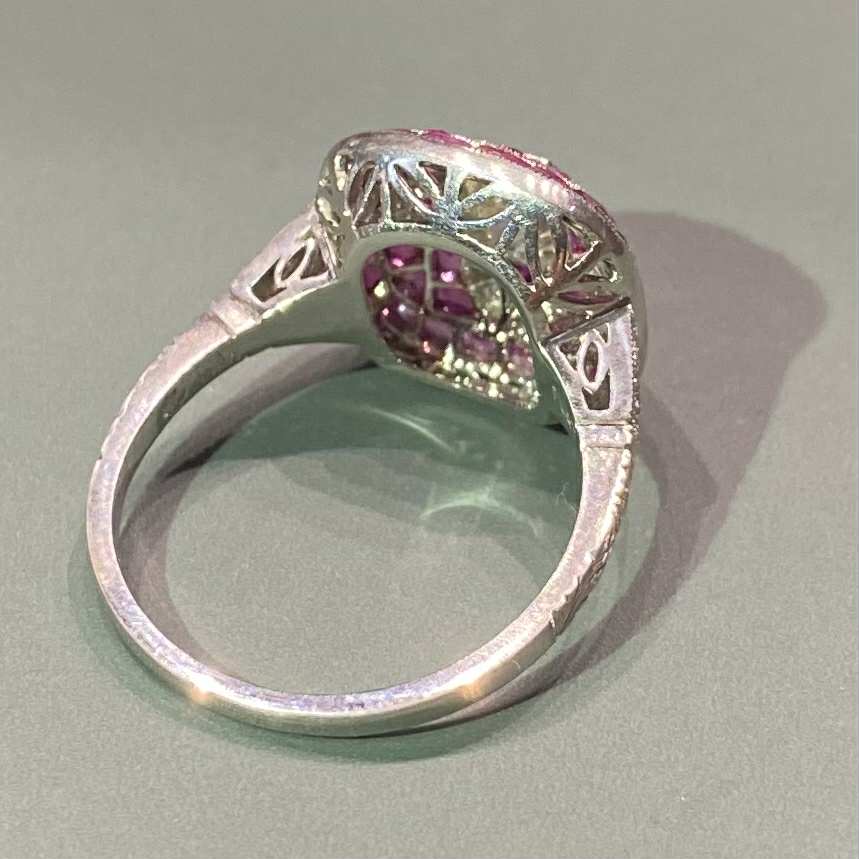 Ruby and Diamond Art Deco Style Ring