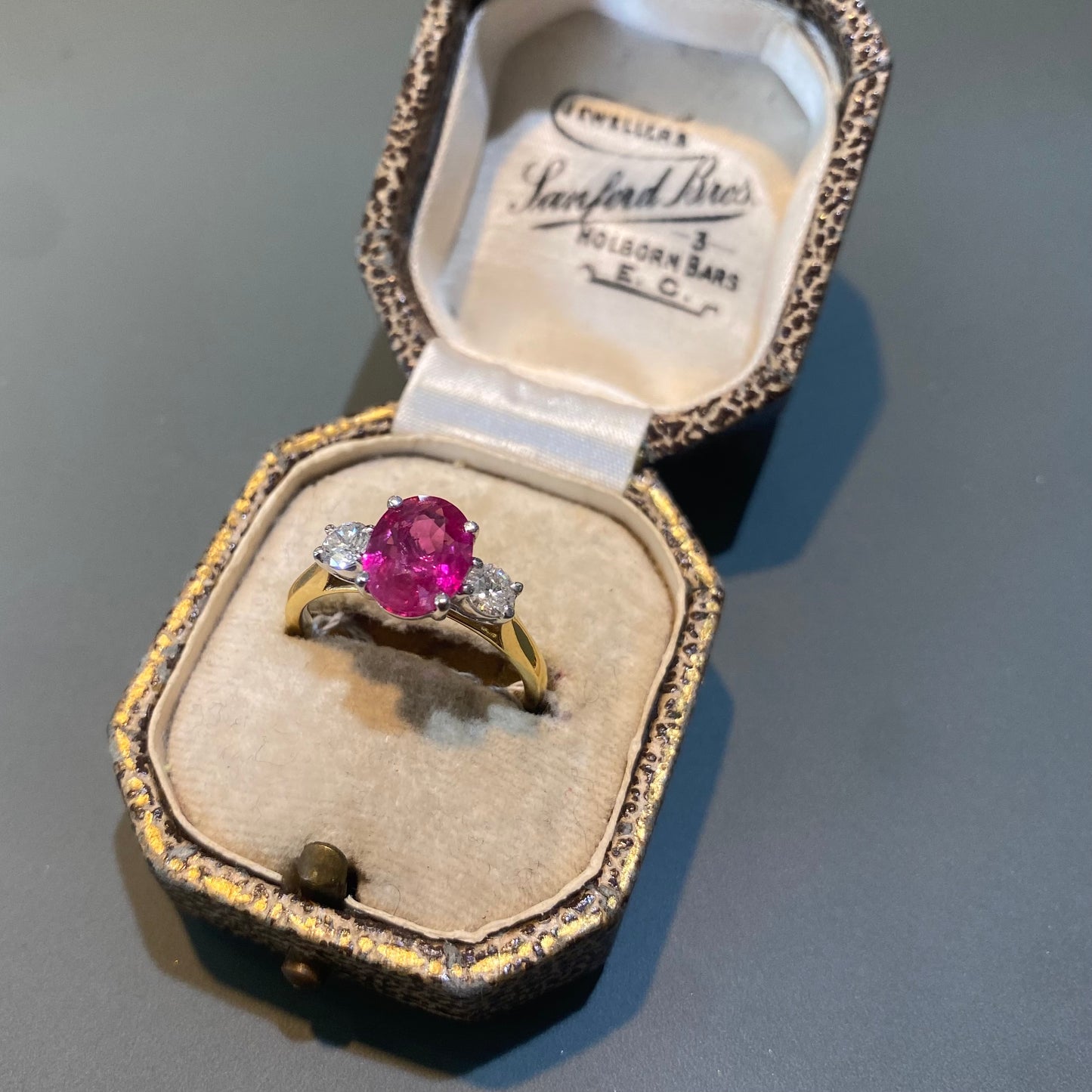 Ruby and Diamond Three Stone Ring