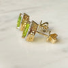 Gold Teardrop Peridot And Diamond Earrings