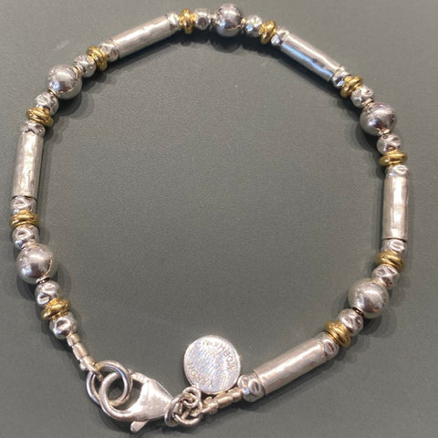 Silver Tube and Gold Ring Bracelet