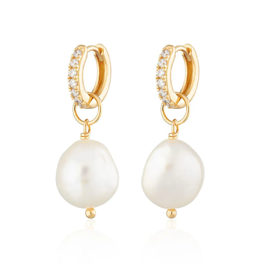 Sparkle Hoops With Baroque Pearl