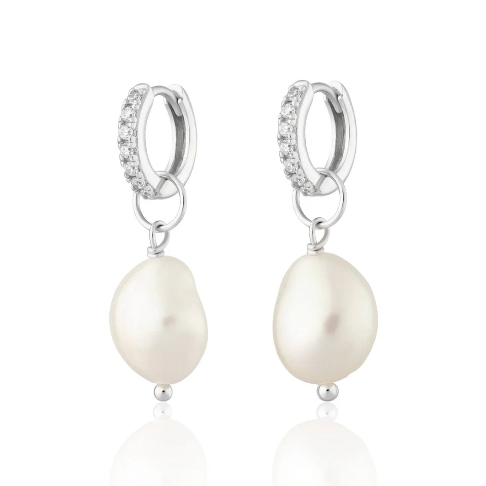 Sparkle Hoops With Baroque Pearl