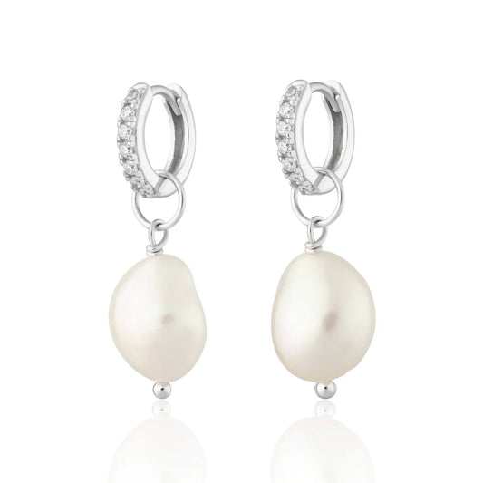 Sparkle Hoops With Baroque Pearl