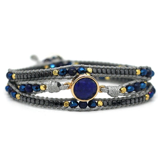 America Wrap Bracelet Gold Lapis