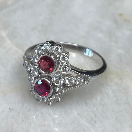 Victoria Style Double Floral Cluster Ring