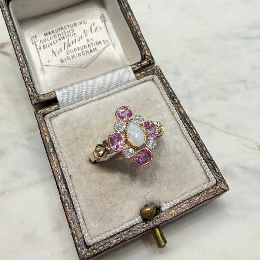 Opal and Pink Sapphire Ring