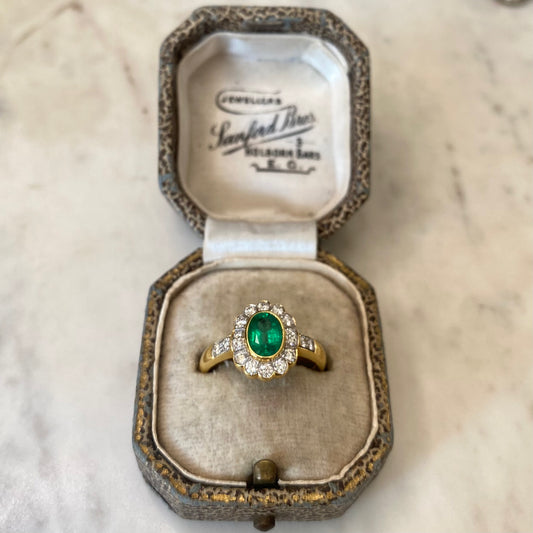 Emerald and Diamond Cluster Ring