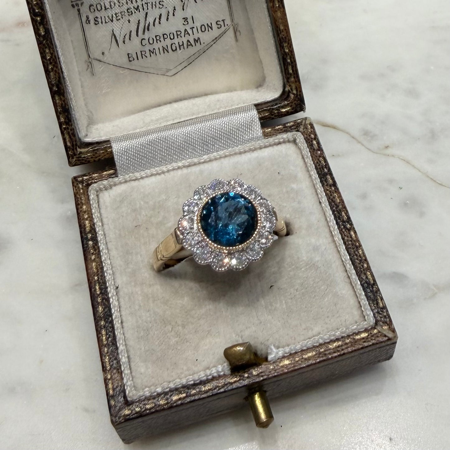 London Blue Topaz and Diamond Ring
