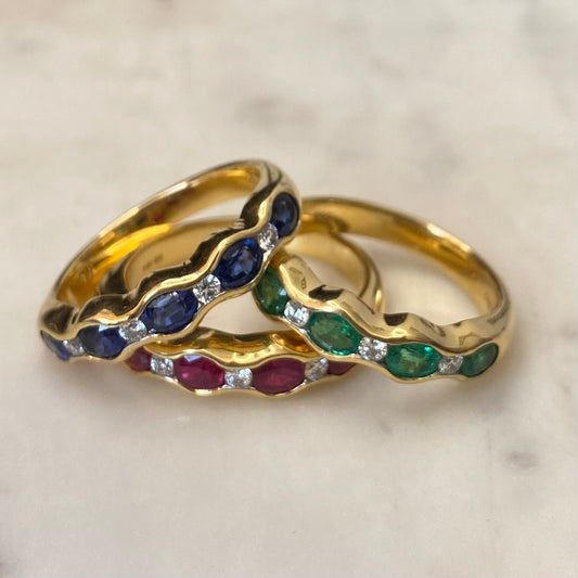 18ct Yellow Gold Gem Set Eternity Rings