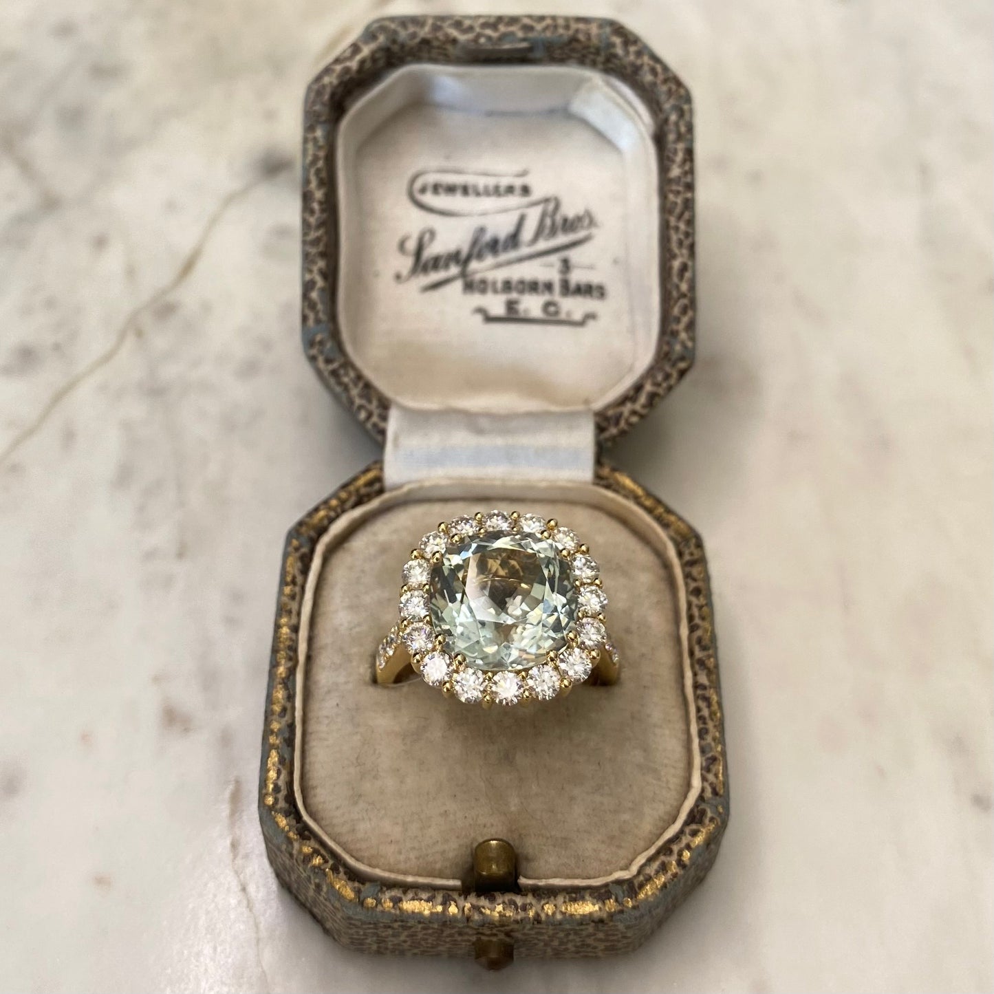 Green Amethyst and Diamond Ring