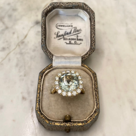 Green Amethyst and Diamond Ring