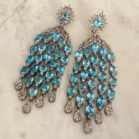 Apatite and Diamond Earrings