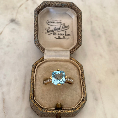 Blue Topaz and Diamond Ring