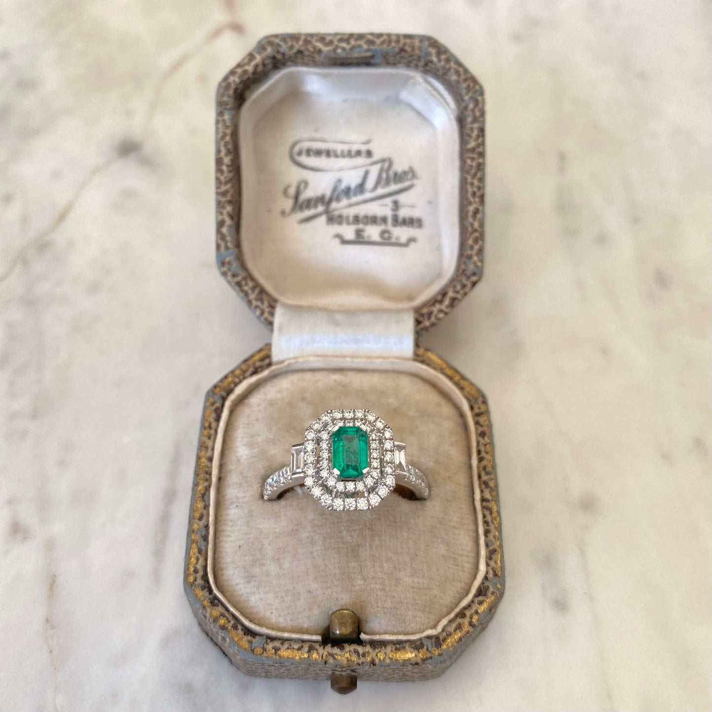 Emerald and Diamond Art Deco Style Ring