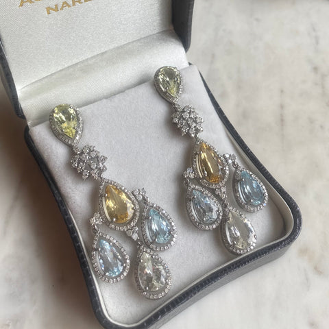 Aquamarine Chandelier Statement Earrings