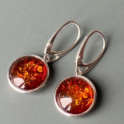 Round Amber Earrings