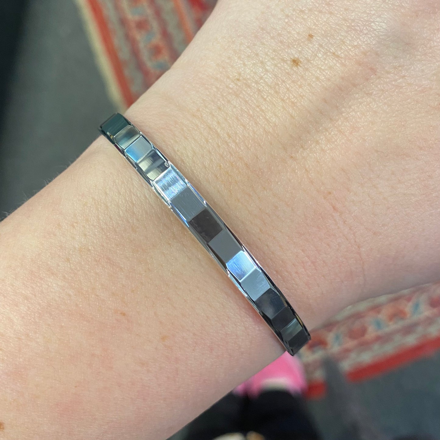 Silver Bangle - Squares