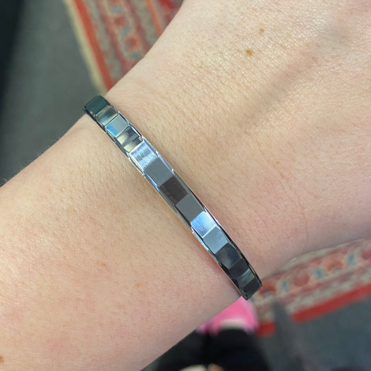 Silver Bangle - Squares