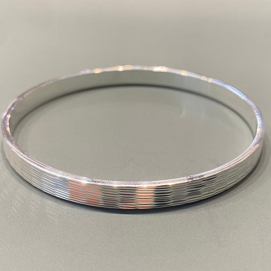 Silver Bangle - Brushed Effect