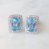 9ct Blue Topaz and Diamond Cluster Stud Earrings