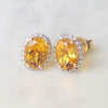 9ct Citrine and Diamond Cluster stud earrings