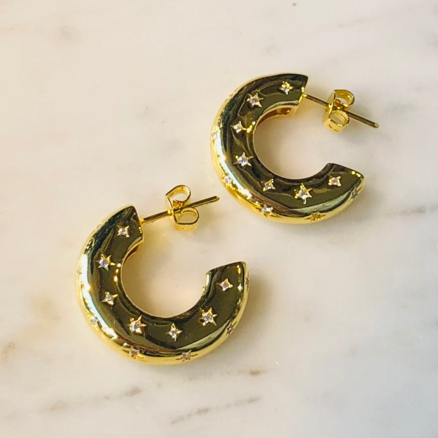 Chunky Gold Sparkly Hoops Audrey Bull Narberth