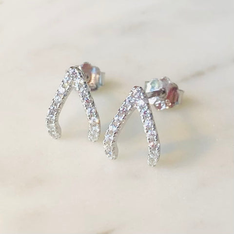 Sparkling Wishbone Studs