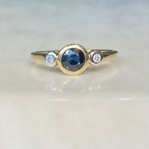 Diamond And Sapphire Bezel Set Ring