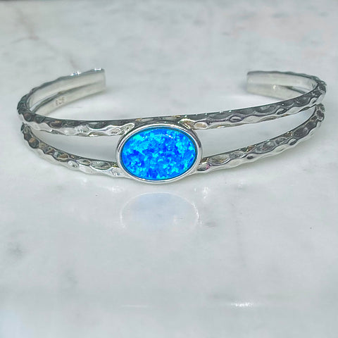 Textured Opal Double Cuff