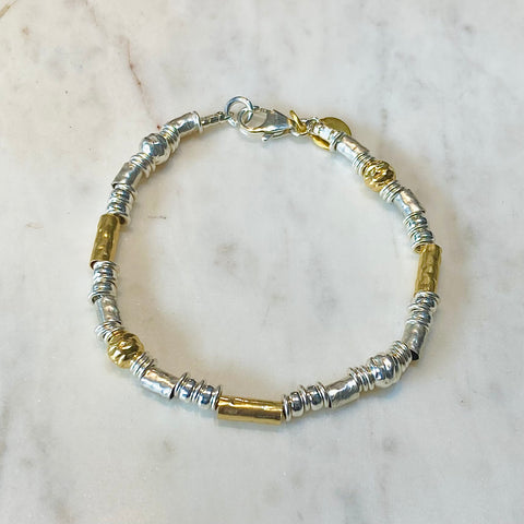 Gold And Silver Mix Hoop Bracelet