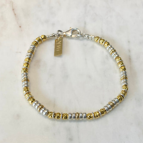 Gold And Silver Mix Beaded Bracelet