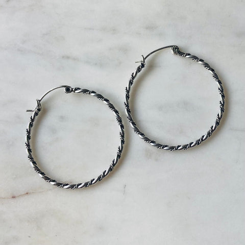 Detailed Silver Hoops