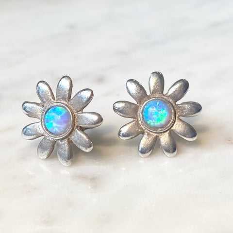 Opal Flower Studs