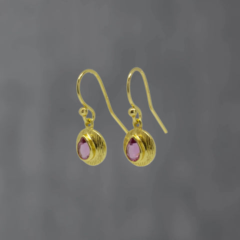 Textured gold pink Quartz earrings